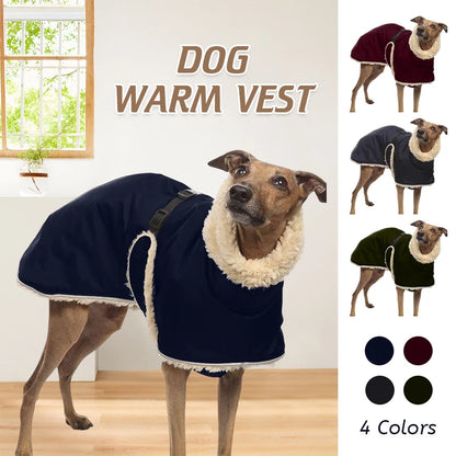 Greyhound Fleece Lined Dog Jacket Winter Warm Dog Clothes Pullover Waterproof Thick Dog Jacket Pet High Collar Jumper Sweater