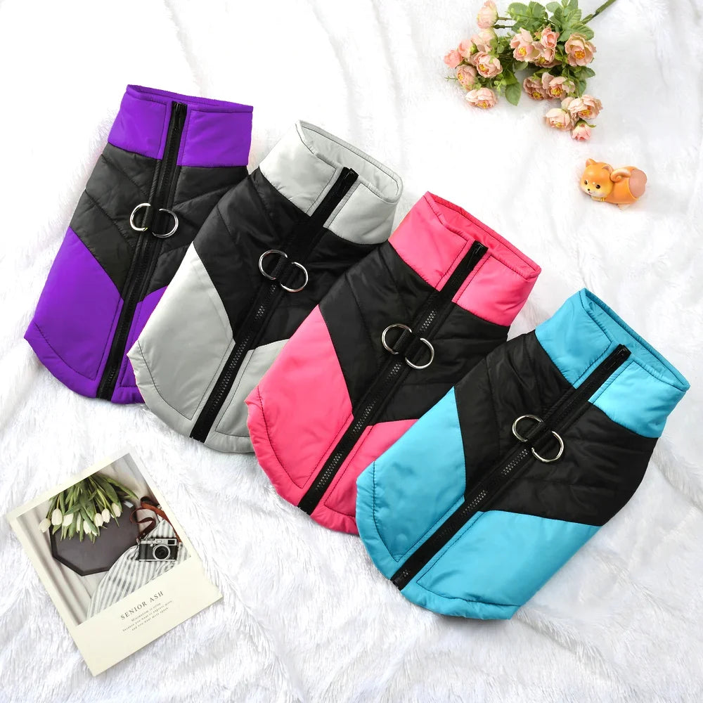 Waterproof Pet Clothes With D-ring Warm Dog Vest For Winter Outdoor Windproof Puppy Coat For Small Medium Dogs Bulldog