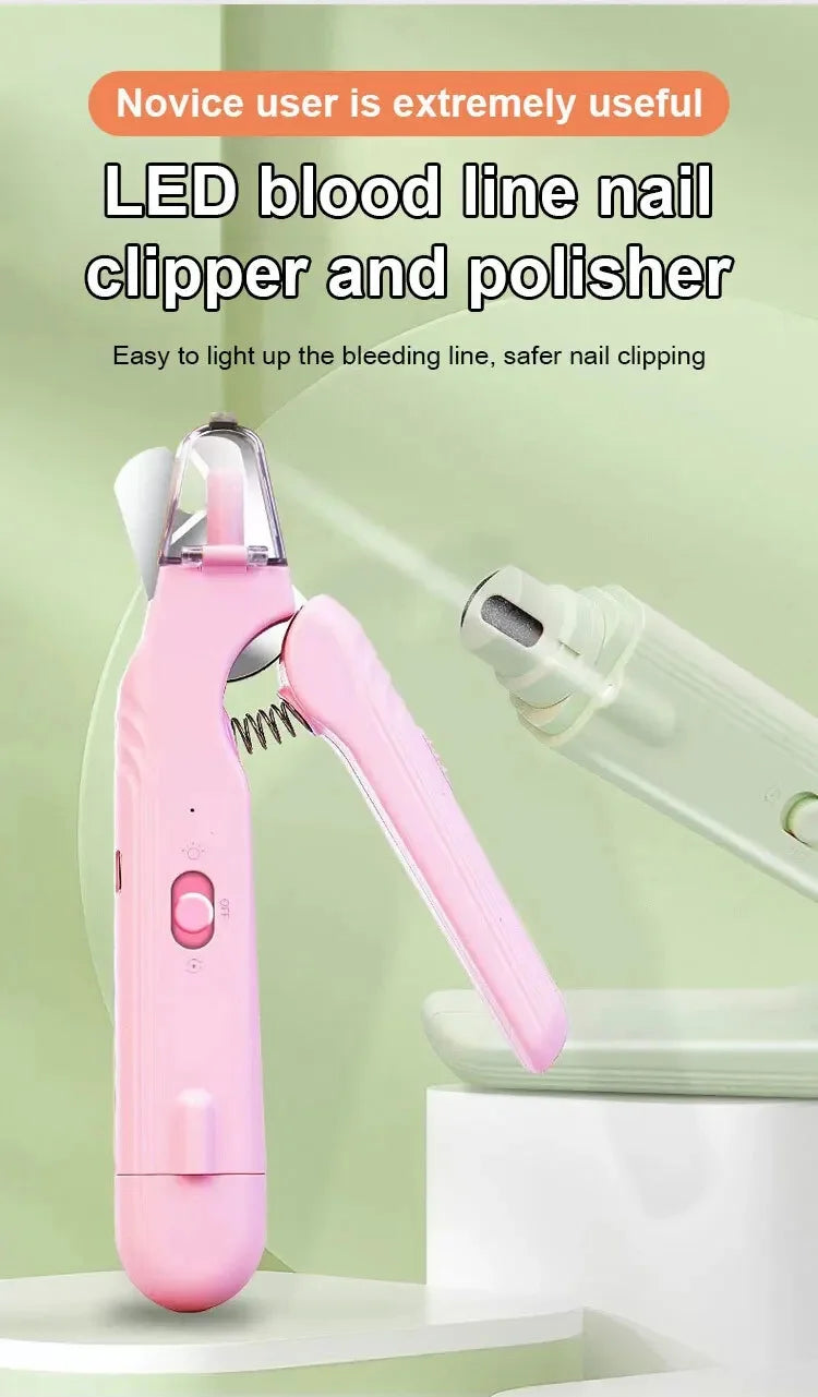 2 In 1 Pet Nail Clippers with Led Light Dog Cat Special Blood Line Scissors Multifunction Animals Paw Nail Trimmer Pet Supplies