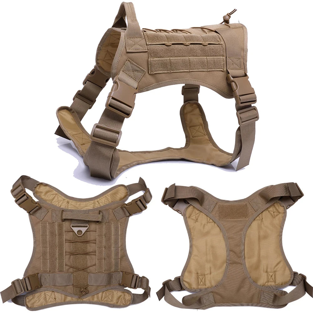 Heavy Duty Tactical Dog Harness, Military Nylon Dog Vest Adjustable Pet Vest for Large Dog Training Breathable Safety