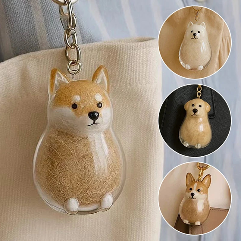 〔CC55〕Clear Puppy Hair Memorial Keepsake Capsule Pet's Dog Fur Container Pendant Keychain Decor Pet Lovers Home Display Gifts