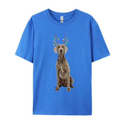 the WEIMARANER REINDEER - Weimaraner Reindeer Christmas Dog T-Shirts, Print Tee Shirts Premium Cotton Plus Size Tops