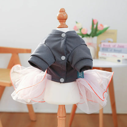 Fancy Bowtie Pet Dress For Dogs Spring Summer Puppy One Piece Apparel Girl Female Luxury  Formal Cat Wear Yorkshire Terrier Item