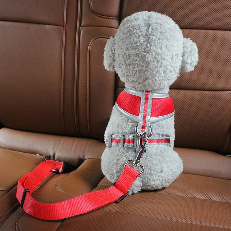 New Dog Car Belt Cat Car Seat Belt Pet Seat Vehicle Dog Harness Lead Clip Safety Lever Traction Dog Collars GXQ05