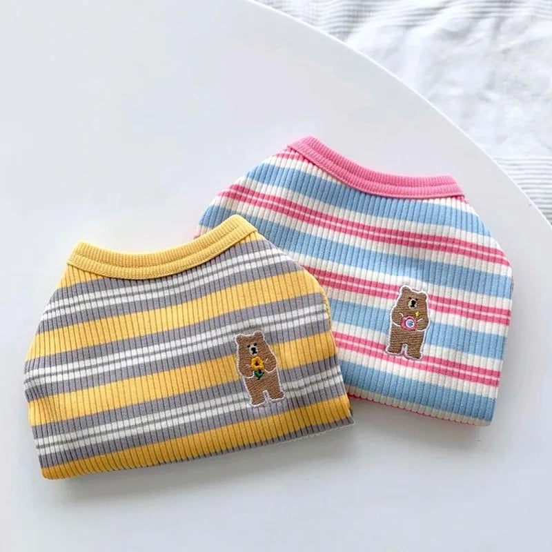 Striped Pet Dog Vest Breathable Dog Clothes Chihuahua Yorkie Clothing  for Small Medium Dogs Cute Puppy T-shirt Pet Supplies
