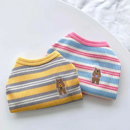 Striped Pet Dog Vest Breathable Dog Clothes Chihuahua Yorkie Clothing  for Small Medium Dogs Cute Puppy T-shirt Pet Supplies