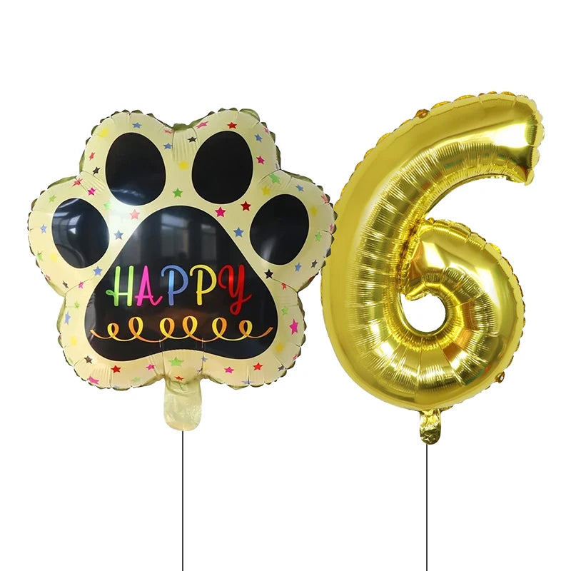 2 pieces/set Let us Pawty Big Dog PAWS Aluminum Balloons 30 inch figure 1 2 3 4 year old birthday party decoration Balloon Baby