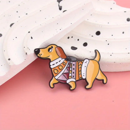 Cute Sausage Dog Emblem Brooch