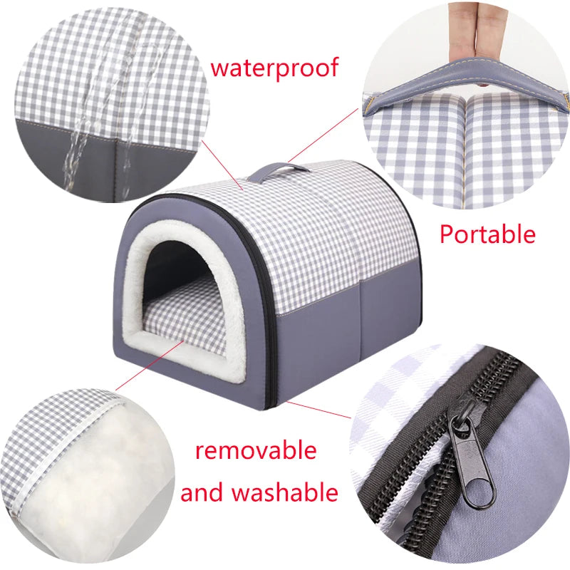 Pet Dog House Soft Cozy Pet Sleeping Bed for Small Medium Dogs Cats Foldable Removable Puppy Nest Portable Kennel Pet Supplies