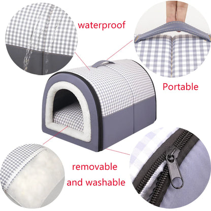 Pet Dog House Soft Cozy Pet Sleeping Bed for Small Medium Dogs Cats Foldable Removable Puppy Nest Portable Kennel Pet Supplies