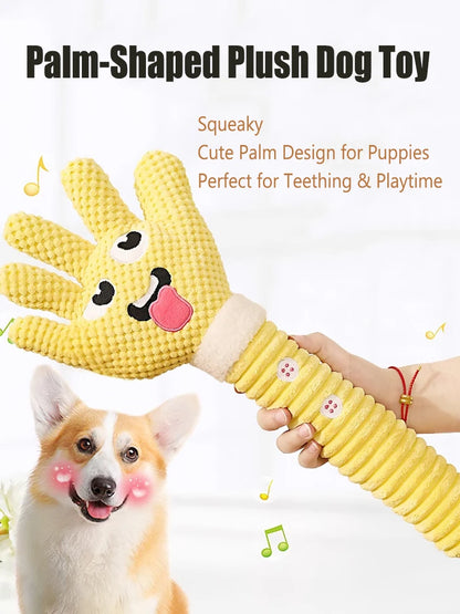 Dog Teething Plush Pet Teething Toys Palm-Shaped Squeaky Plush Chewing Toy Pet Supplies Bite Resistant Cute Plush Squeaky Dog To