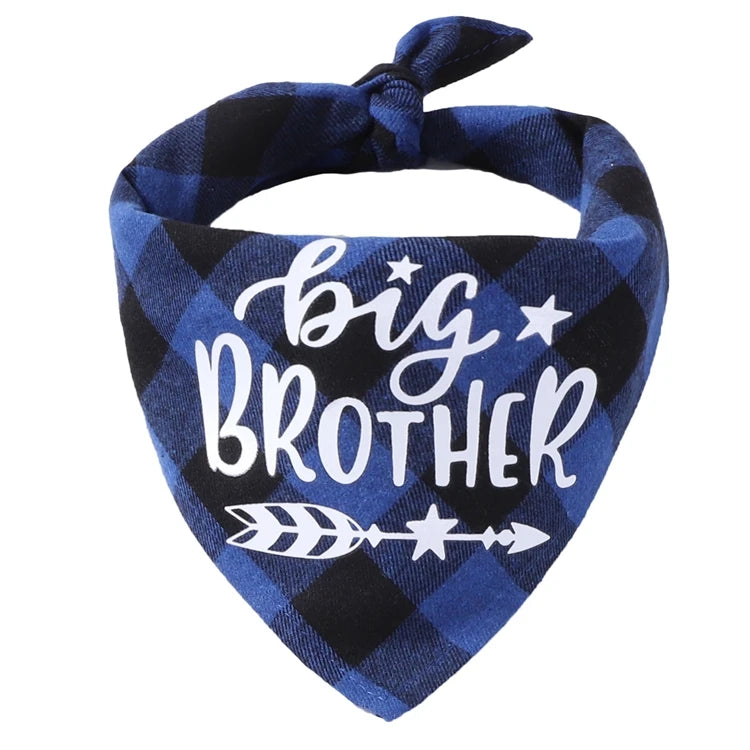 Big Brother Plaid Dog Bandana Pregnancy Announcement Dog Bandana Gender Reveal Photo Prop Pet Scarf Accessories Pet Scarves