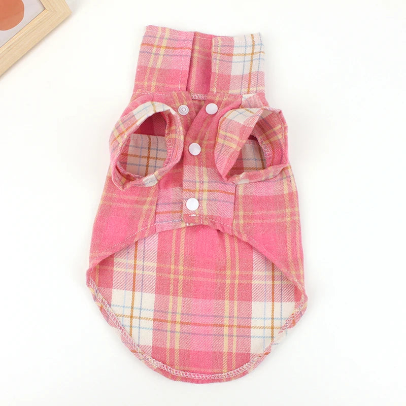 Summer Pet Shirt British Style Plaid Dog Vest Clothes For Small Dogs Chihuahua Cotton Puppy Shirts
