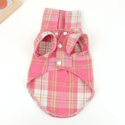 Summer Pet Shirt British Style Plaid Dog Vest Clothes For Small Dogs Chihuahua Cotton Puppy Shirts
