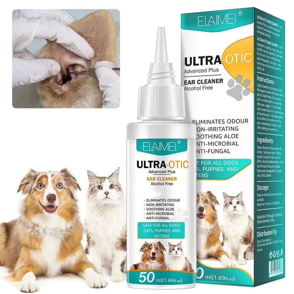 the EAR CLEANER - 50ML Pet Ear Mite Cleaner Earwax Odor Removal