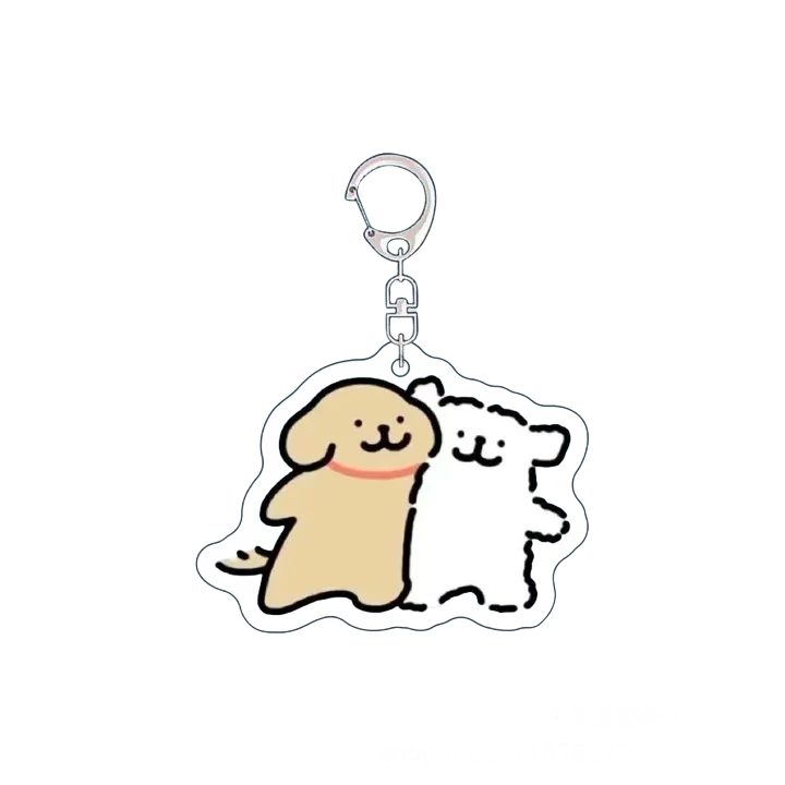 Cartoon Little White Dog Key Chain Cute Acrylic Maltese Dog Bag Pendant Micro Landscape Decoration Key Ring Jewelry Wholesale