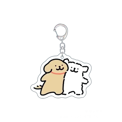 Cartoon Little White Dog Key Chain Cute Acrylic Maltese Dog Bag Pendant Micro Landscape Decoration Key Ring Jewelry Wholesale