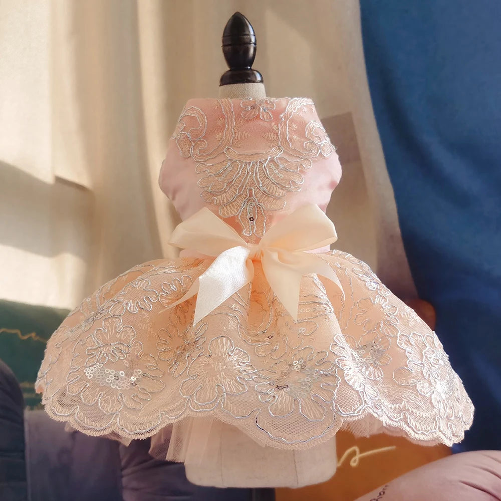 Dog Lace Wedding Dress Princess Dresses for Small Dogs Puppy Tutu Skirt Pet Birthday Party Costume Supplies for Spring Summer