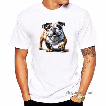 the BRITISH BULLDOG - British Bulldog Dog Animal Printed T-Shirt, Summer Fashion Short Sleeve T-Shirt