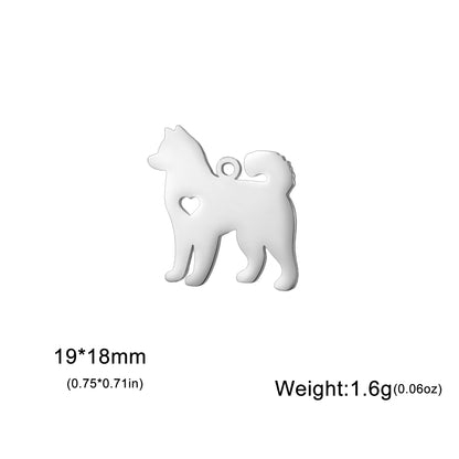 5 pieces/batch Cute Sausage Dog Wolf Pendant Stainless Steel DIY Earrings Bracelet Jewelry Fashion Jewelry Making