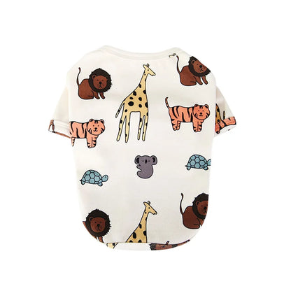 Spring Summer Pet Vest Breathable Cartoon Print Pet T-shirt for Small Medium Dogs Cats Puppy Clothes Chihuahua Bichon Costume