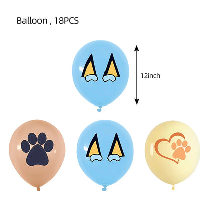 Cartoon Blue Dog Birthday Bluey Birthday Decoration Set Blueys Cups Banner Straws Bluey Balloons Set Kid Toy Gift Party Supplies