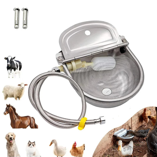 Automatic Water Dispenser for Dog Water, Stainless Steel Drinking Bowl for Farm Livestock Cattle Horse Goat Sheep(Auto-Filling)