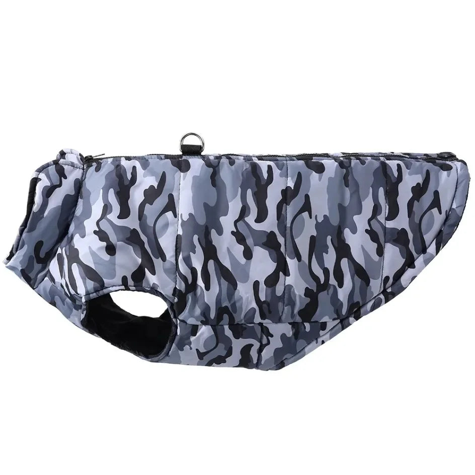 Winter Warm Big Dog Clothes Camouflage Sleeveless Pet Vest Jacket Windproof Large Dog Coat Zipper D-ring 4XL-6XL Puppy Outfits