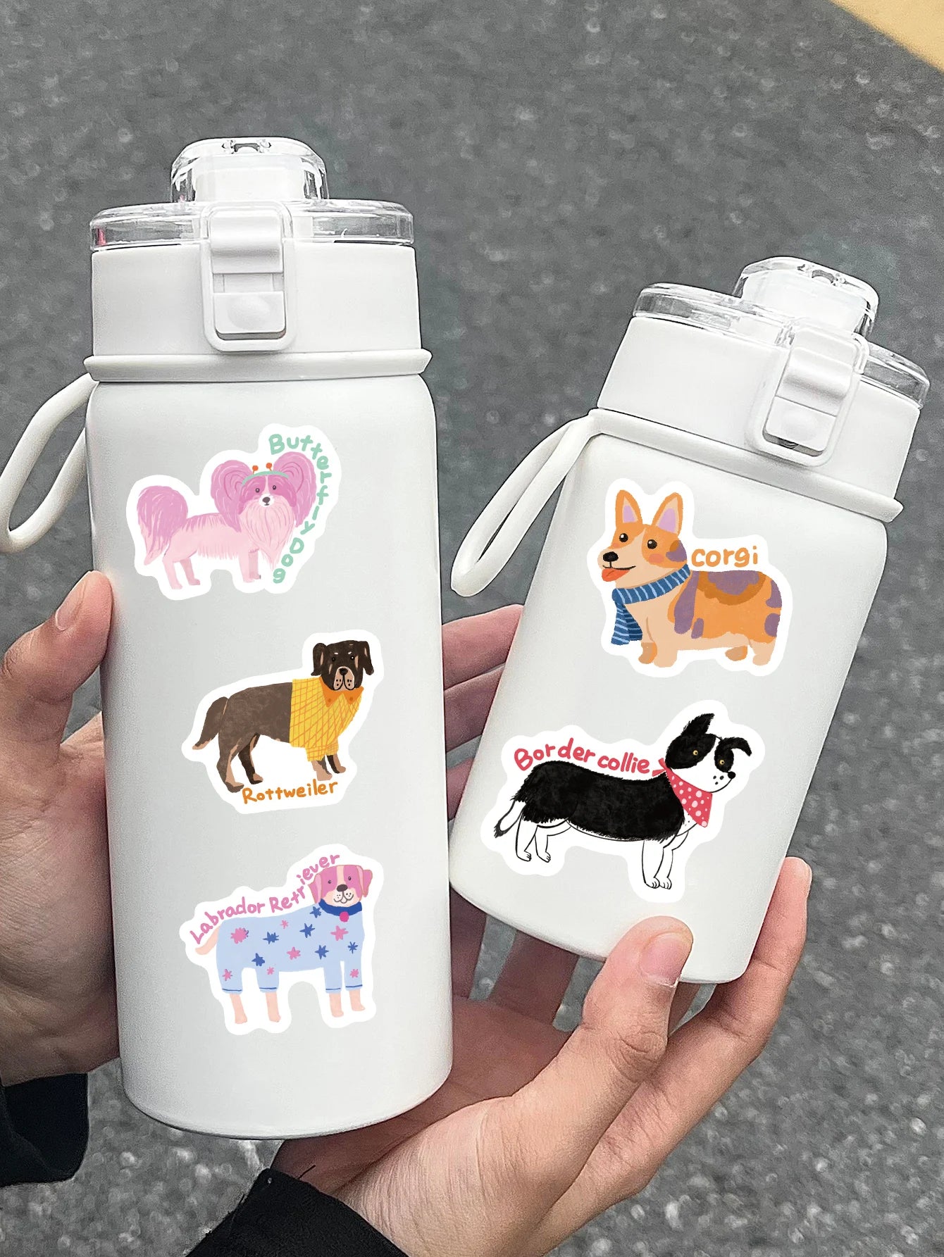 100pcs cartoon cute hand-painted wind dog stickers Diary scrapbook phone case laptop water bottle waterproof decorative stickers