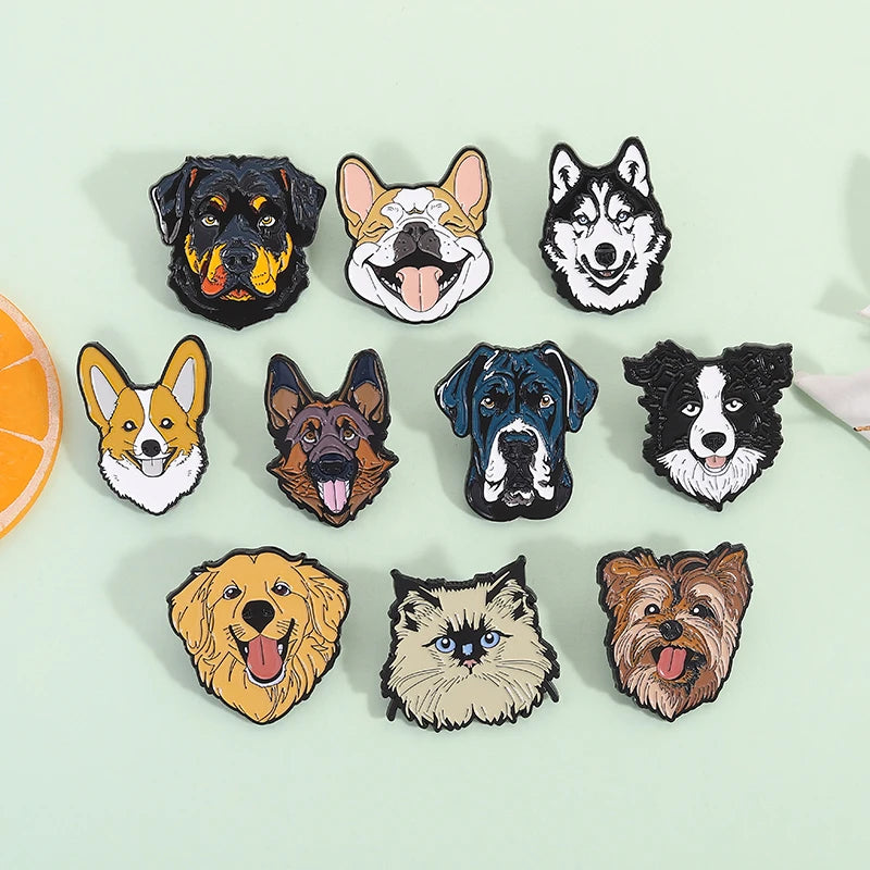 Cute Golden Retriever Border Collie Beagle Collie Enamel Pin Cartoon Pet Dog Animal Brooch Lapel Badge Jewelry Gifts For Friends