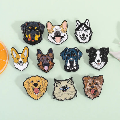 Cute Golden Retriever Border Collie Beagle Collie Enamel Pin Cartoon Pet Dog Animal Brooch Lapel Badge Jewelry Gifts For Friends