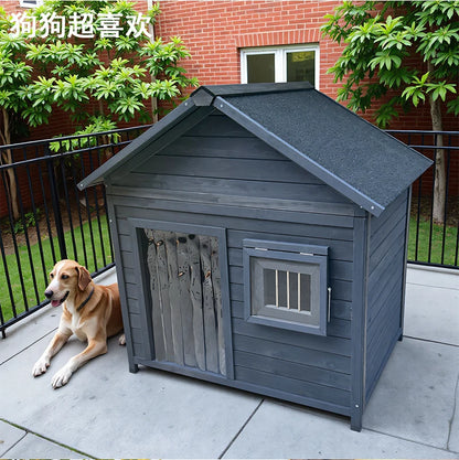 Outdoor dog cage doghouse Solid wood sun protection Rain protection dog kennel doghouse Large medium-sized dog Golden