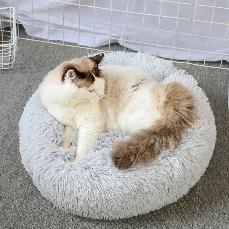 Round  Dogs Bed Cat Bed House Kennel Pet Mats Soft Long Plush Mat Pet Warm Basket Cushion Cats House Sofa Machine Wash Kennel