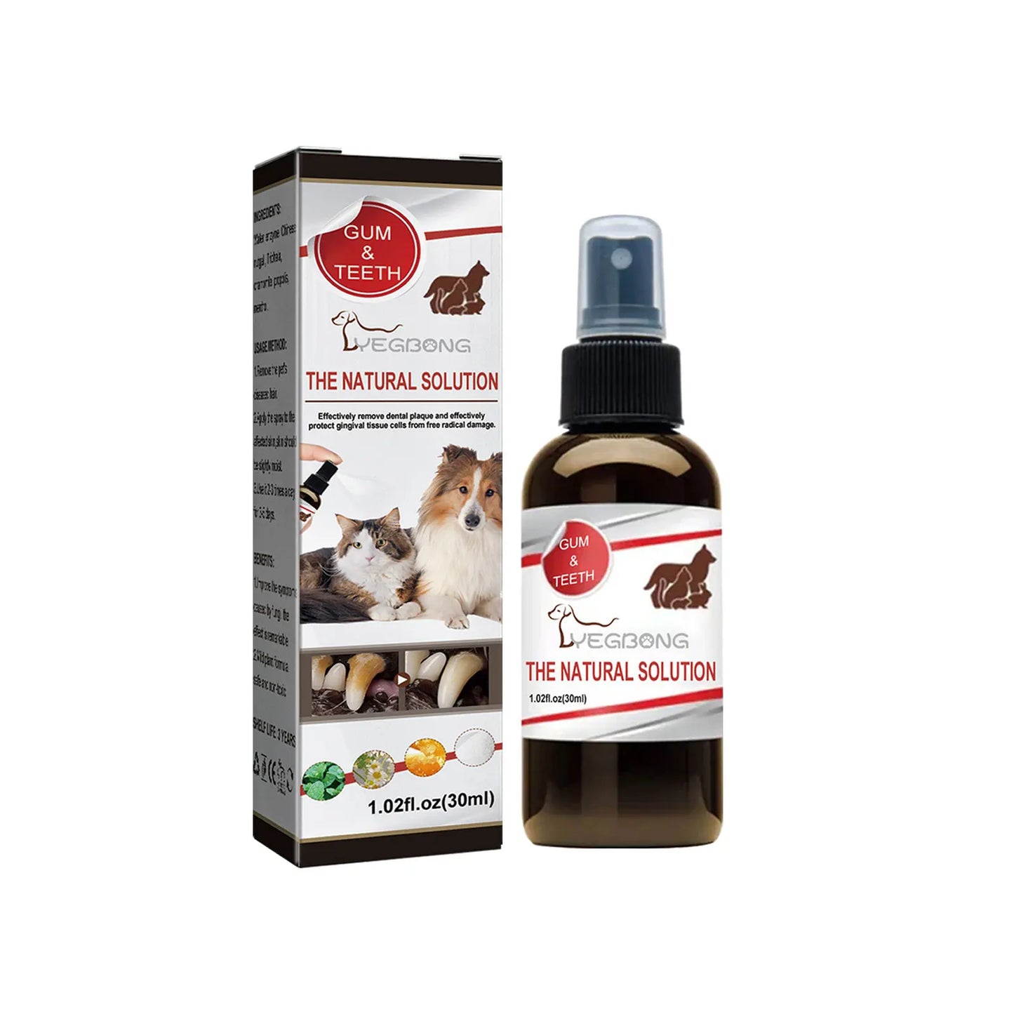 the NATURAL SOLUTION - Pet Tooth Cleaning Spray, Dogs Remove Bad Breath Freshener, Dogs/Cats Oral Cleaning Dental Care Deodorization Spray, Pet Supplies 30ml
