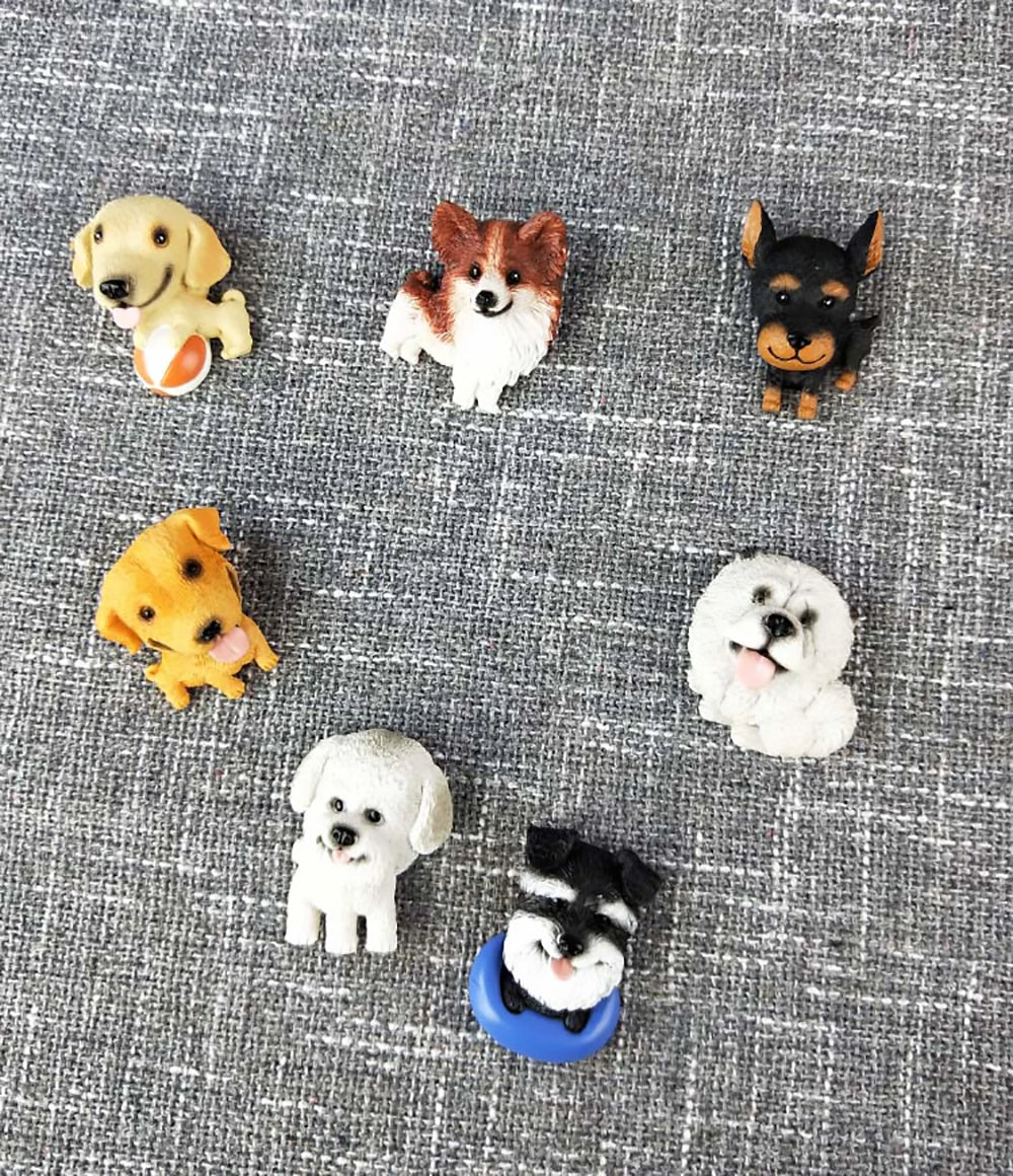 3D animal magnet refrigerator sticker simulation dog labrador Pug corgi Teddy Bichon resin Craft wall door home decoration gifts