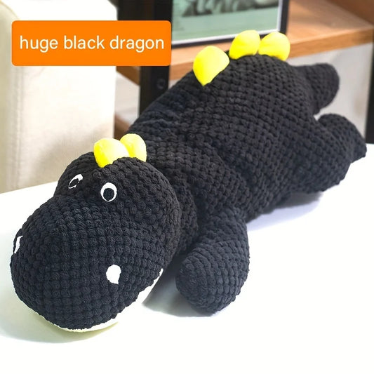 the DRAGONPAW PLUSHIE - 1 Creative Black Dragon Plush Toy, a Big Fat Dragon Lying Down, an Interactive Toy for Cats and Dogs, a Cute Big Fat Black Dragon