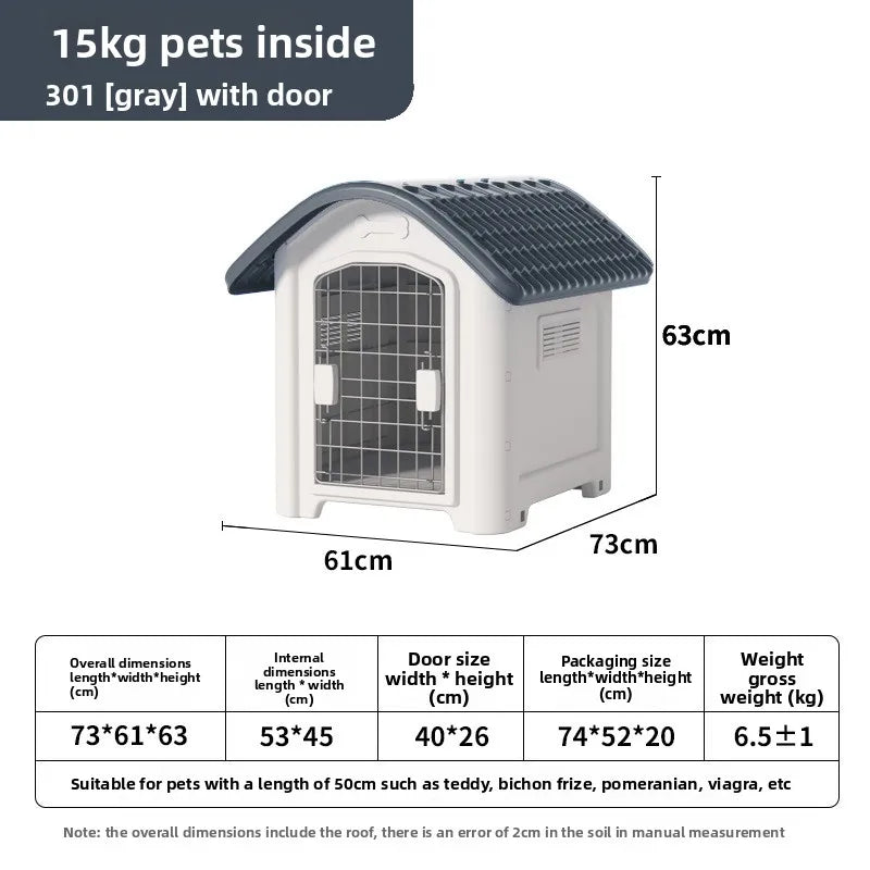 the IN THE DOGHOUSE - Large Waterproof Outdoor Doghouse - Detachable & Washable Dog Cage for Medium/Large Breeds, All-Weather Shelter