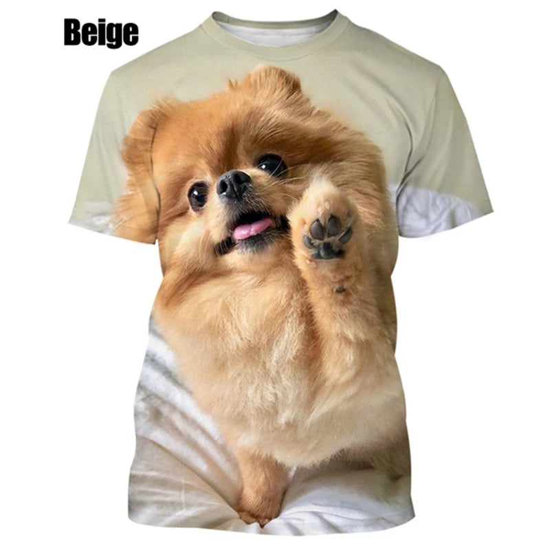 the PUFFY POMERANIAN - New Summer Hot Sale Funny Dog Pomeranian 3D Printing High Quality Men's and Women's T-Shirt Tops, Cute Tee Clothing