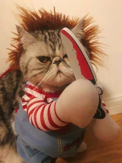 Funny Pet Puppy Clothes Halloween Pet Dog Costumes Comical Outfits Holding A Knife Set Pet Cat Dog Festival Party Clothing