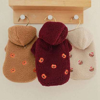 Winter Warm Pet Lamb Velvet Hoodie Clothes Comfortable Dog Coat Suitable Small Dogs Pet Outfits Chihuahua Clothing