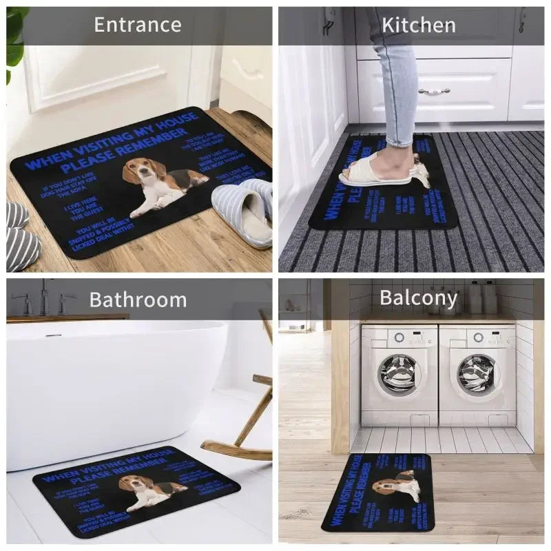 Beagle Dog Doormat Non-Slip Kitchen Bath Mat Living Room Door Floor Entrance Carpet Rug