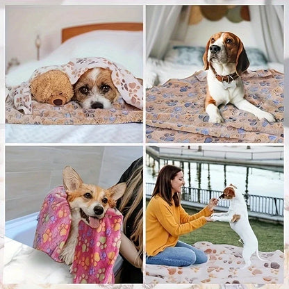 Soft Flannel Fleece Cat Dog Blanket Bed Mats Paw Foot Print Warm Pet Blanket Sleeping Beds Cover Mat For Dogs Cats Pets supplies
