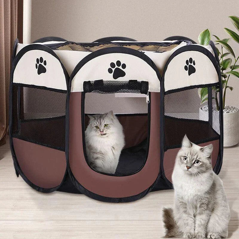 the DOGGY PLAYPEN - Portable Foldable Pet Tent Kennel, Octagonal Fence Puppy Shelter, Easy to Use Outdoor Easy Operation Large Dog Cages, Cat Fences
