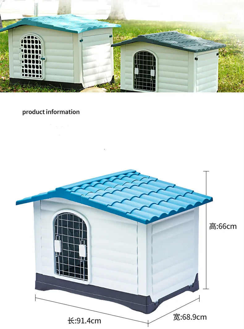 Luxury Dog House Series Outdoor Small Medium Large All Season Rainproof Plastic Kennel Dog House With Window