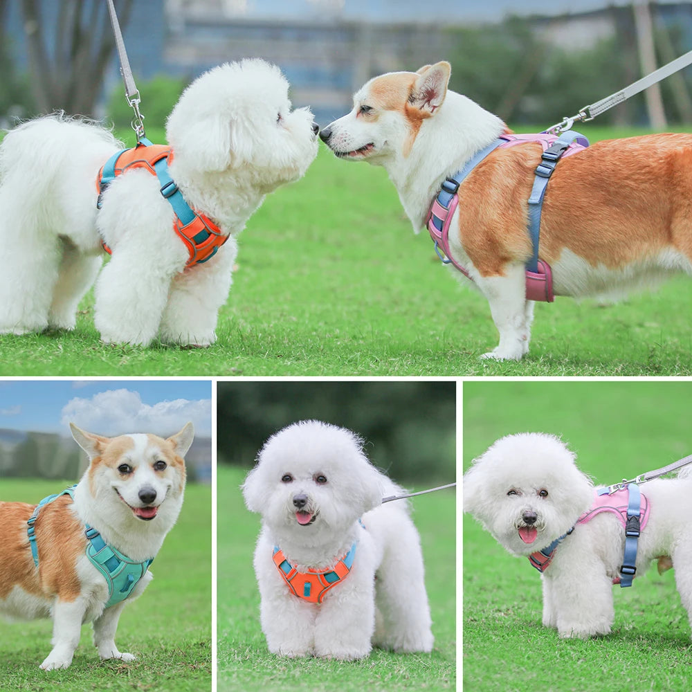 Mesh Breathable Dog Harness Nylon Reflective Dog Harnesses Vest Durable Pet Training Vest Adjustable for Small Medium Large Dogs