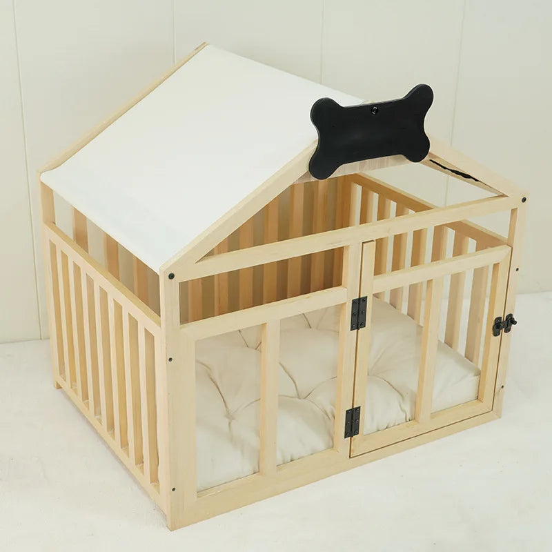 the DOG DAY DOGHOUSE - Premium Quality Sustainable Indoor Dog Crate, Furniture Wood Doghouse with Acrylic Door Latch, Dog Bed & Cage for Pets