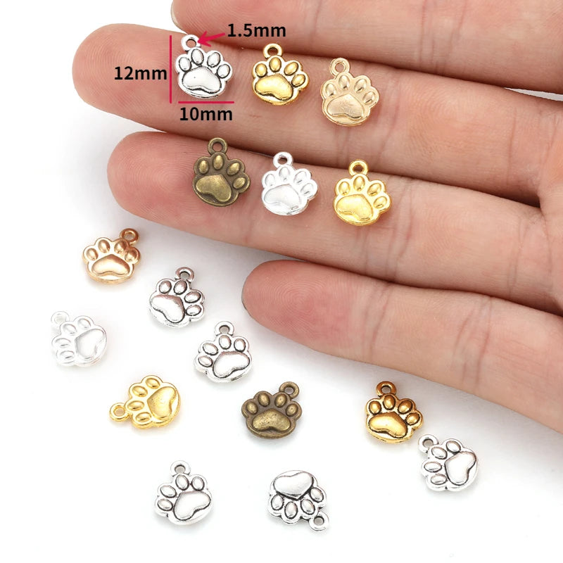 20pcs 6 Colors Dog footprints Charms For Bracelets Necklace Pendant DIY Handmade Jewelry Making accessories 10*12mm D9347