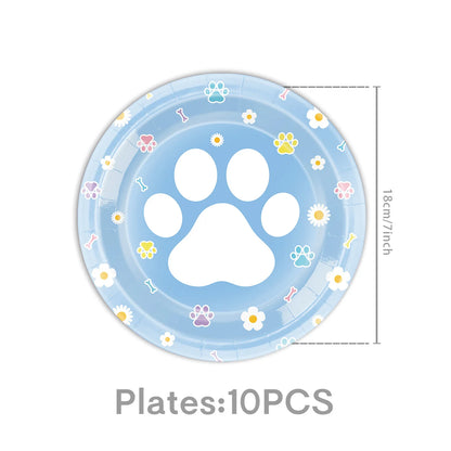 Boys Girls Birthday Disposable Tableware Party Decor Dog Paw Prints Plates Cups Napkin Baby Shower Birthday Party Supplies