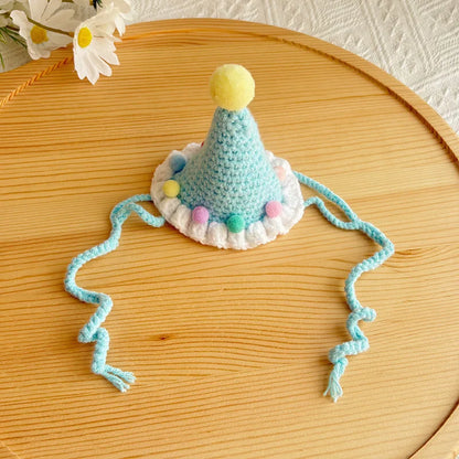 the CROCHET CANINE - Pet Dog/Cat Birthday Hat, Pet Party Dress Up, Photo Decoration, Dog Neck Cute Handmade Set, Dog Accessories for Small Dogs/Puppy