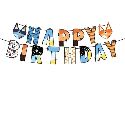 New Cartoon Dogs Birthday Party Decoration Full Set Kit Blue Dog Happy Birthday Plates Napkins Cups Tableware Supplies Kid Favor